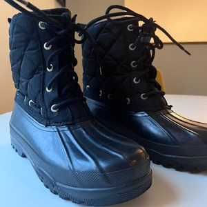 Sperry Womens Saltwater Quilted Rubber Duck Boots Size 6 Black Purple 9289067